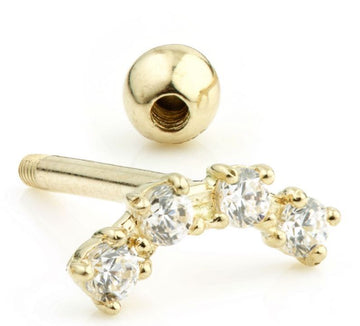 9ct Yellow Gold Four Gem Cz Cartilage Earring