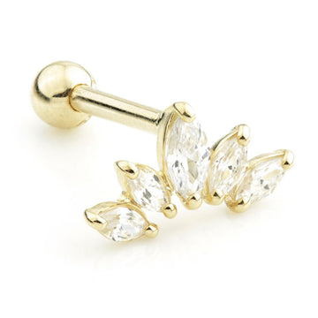 9ct Yellow Gold Marquise Gem Crescent Cartilage Earring