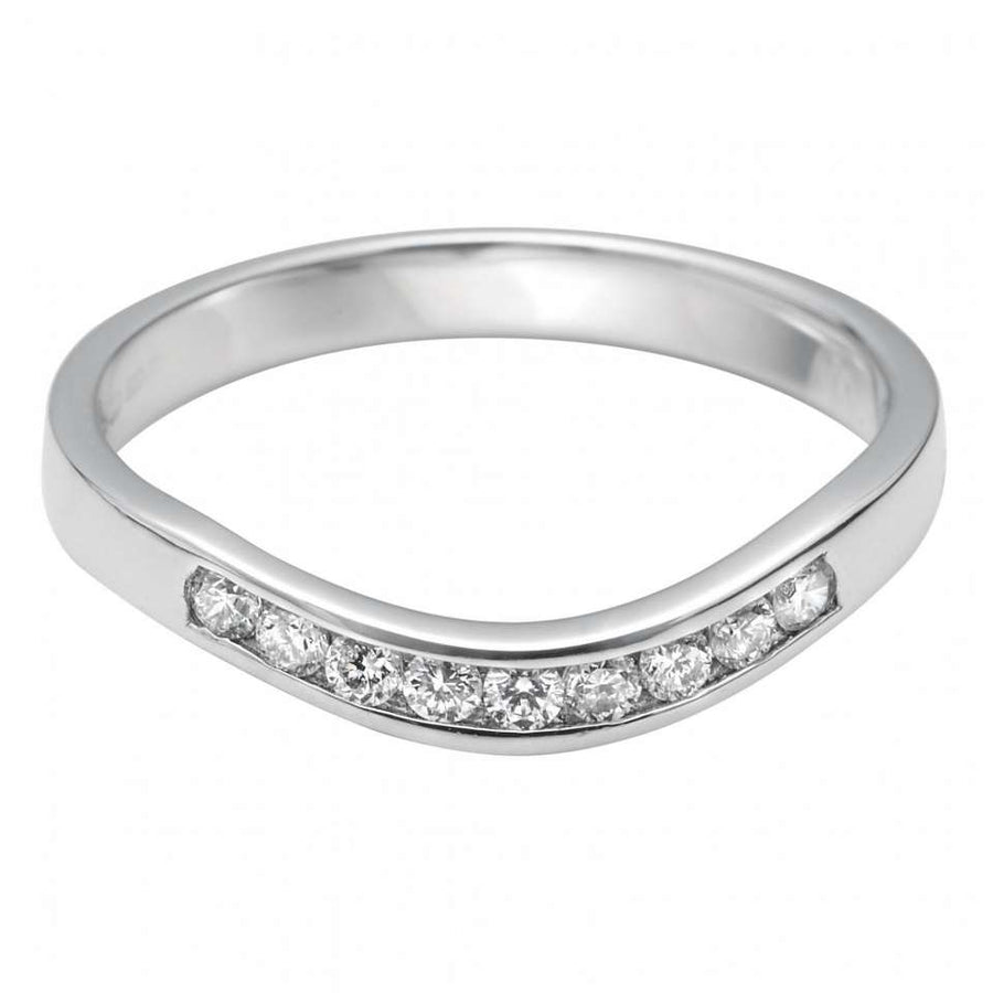 18ct White Gold Shaped Wedding Ring